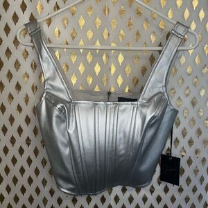 NWT Japra silver metallic corset cyber goth futuristic size S
